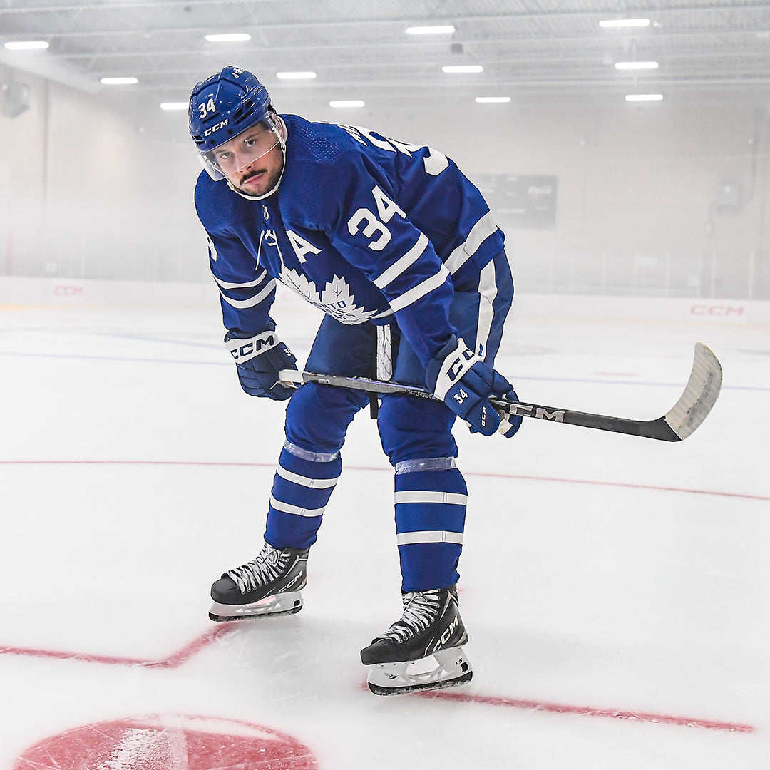 Auston Matthews with the Trigger 9 stick on the ice