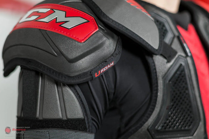 Close-up of CCM Quicklite hockey shoulder pads with U Foam at TheHockeyShop.com