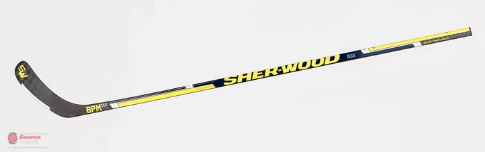 Sher-Wood BPM 150 hockey stick with black and yellow design on white background