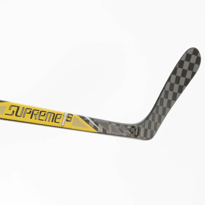 Bauer Supreme 1S hockey stick blade with yellow graphics, available at The Hockey Shop