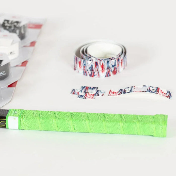 Lizard Skins green hockey stick grip and multicolor hockey tape at The Hockey Shop