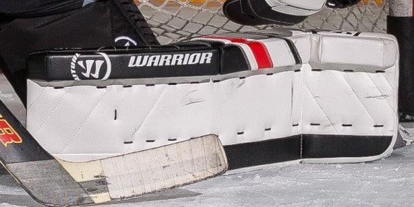 Warrior G3 goalie leg pad in action on ice, featured by The Hockey Shop