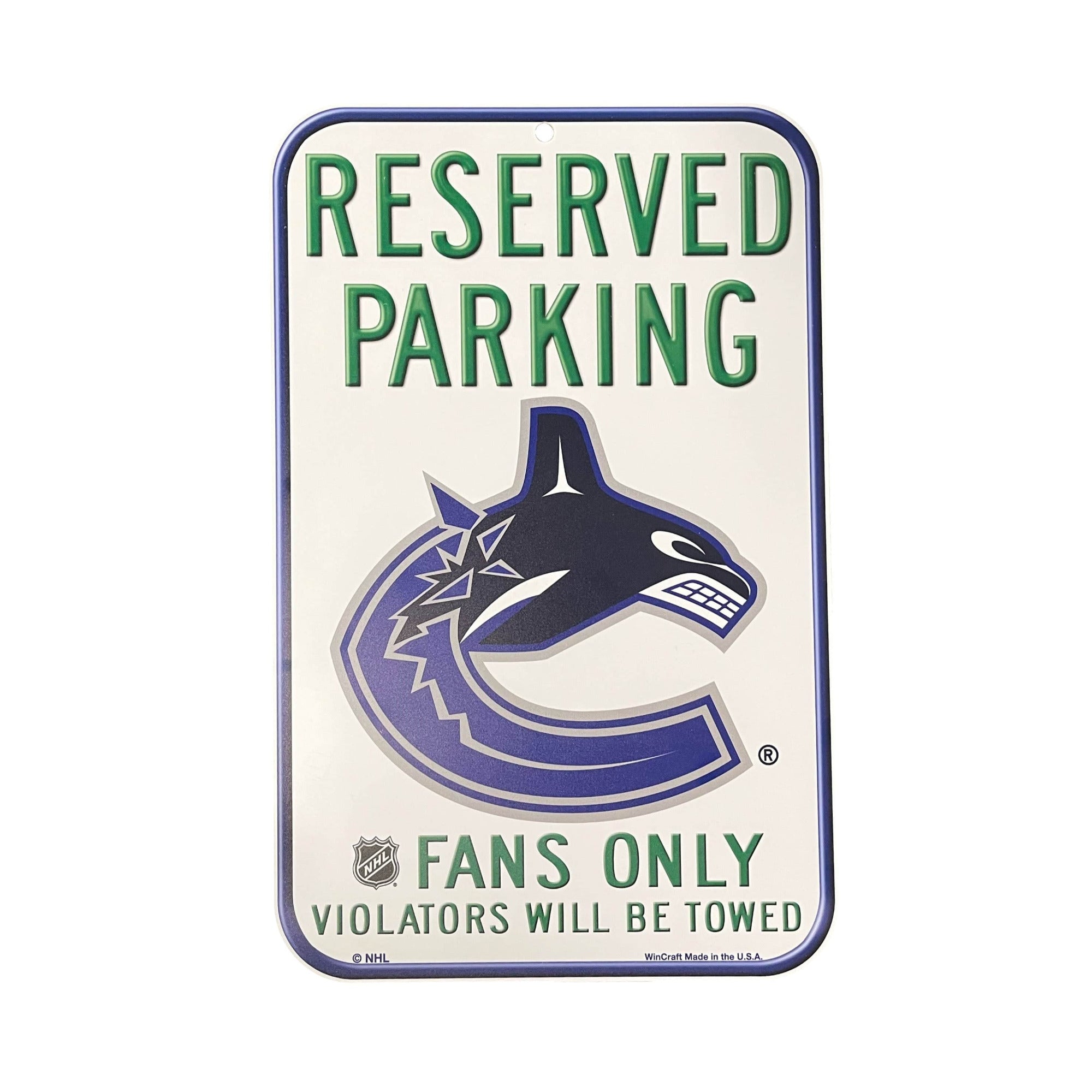 Wincraft NHL Reserved Parking Sign Vancouver Canucks