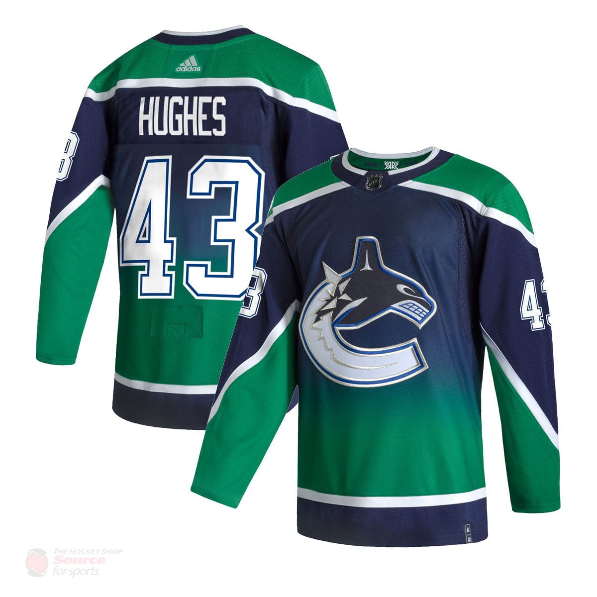 Quinn Hughes Vancouver Canucks Adidas 2022 Primegreen Reverse Retro Authentic NHL Hockey Jersey - Reverse Retro / S/46