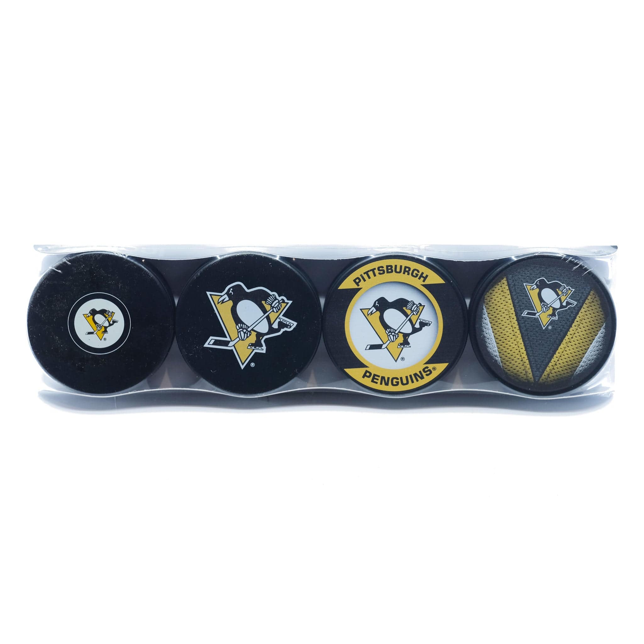 Pittsburgh Penguins Inglasco NHL Logo Hockey Puck (4 Pack)