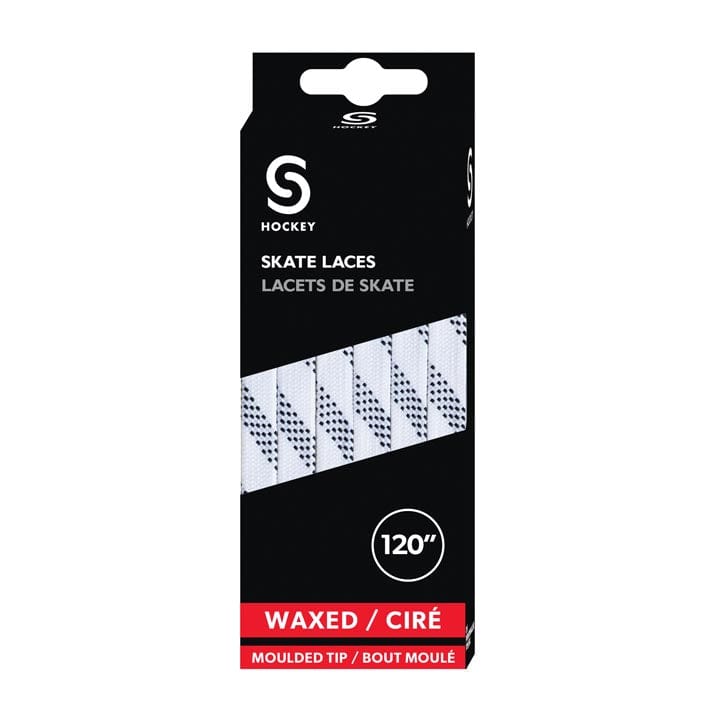 Source for Sports Waxed Hockey Skate Laces - White / Black