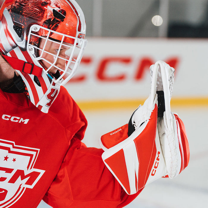 goalie catching the puck