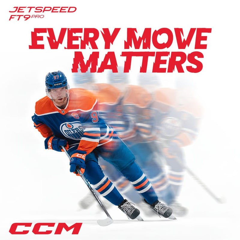 Connor McDavid using a Jetspeed FT9 Pro stick with the caption "Every Move Matters"