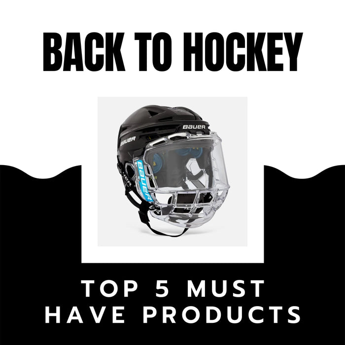 Back to hockey promo with Bauer hockey helmet, top 5 must have products at The Hockey Shop