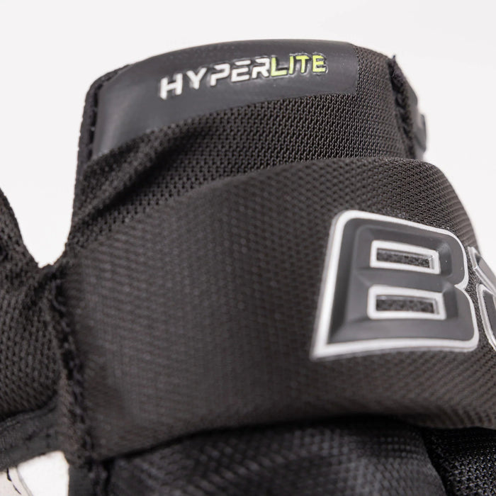 Close-up of Bauer Vapor Hyperlite senior hockey glove in black from The Hockey Shop