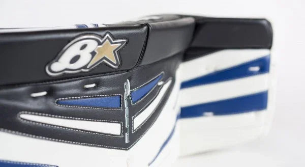 Brian's Subzero 6 goalie leg pad in black, blue, and white from The Hockey Shop