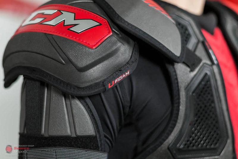 Close-up of CCM Quicklite hockey shoulder pads with U Foam at TheHockeyShop.com