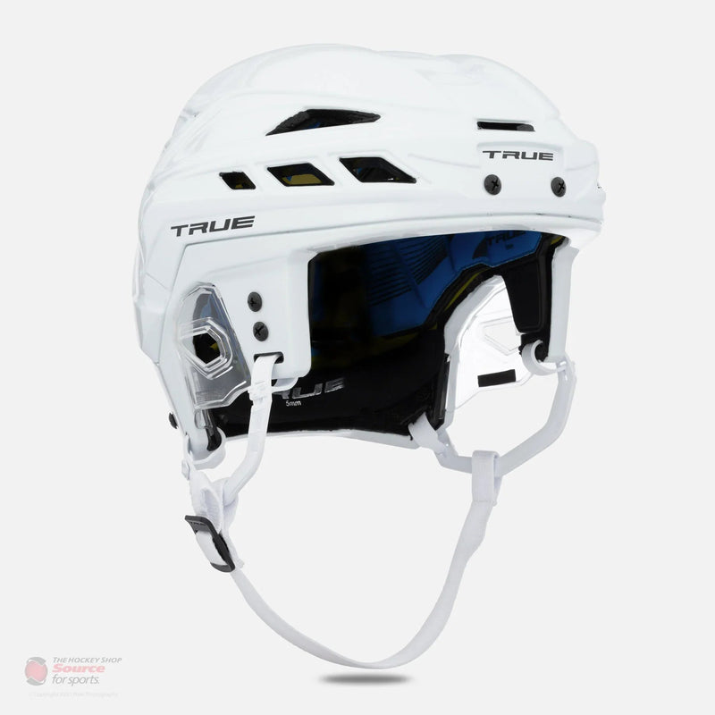 TRUE Dynamic 9 Pro SR white hockey helmet with chin strap, TheHockeyShop.com