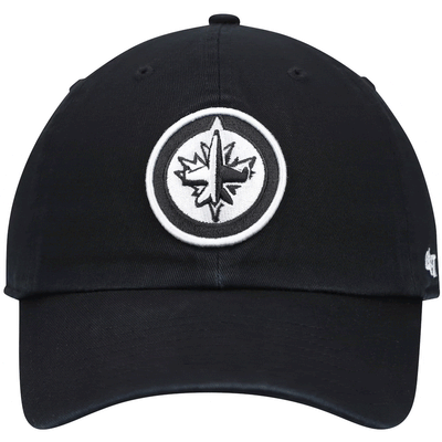 47 Brand Hats 47 Brand NHL Clean Up Black / White Adjustable Hat - Winnipeg Jets OSFM / Black - TheHockeyShop