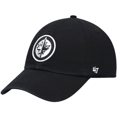 47 Brand Hats 47 Brand NHL Clean Up Black / White Adjustable Hat - Winnipeg Jets OSFM / Black - TheHockeyShop