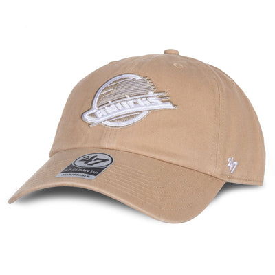47 Brand NHL Clean Up Khaki Adjustable Hat - Vancouver Canucks Skate Third - TheHockeyShop.com