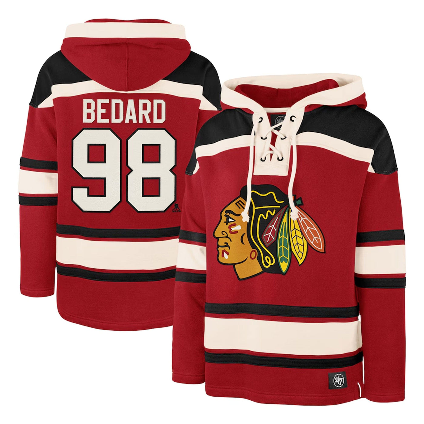47 Brand NHLPA Lacer Fleece Mens Hoody - Chicago Blackhawks Connor Bedard - TheHockeyShop.com