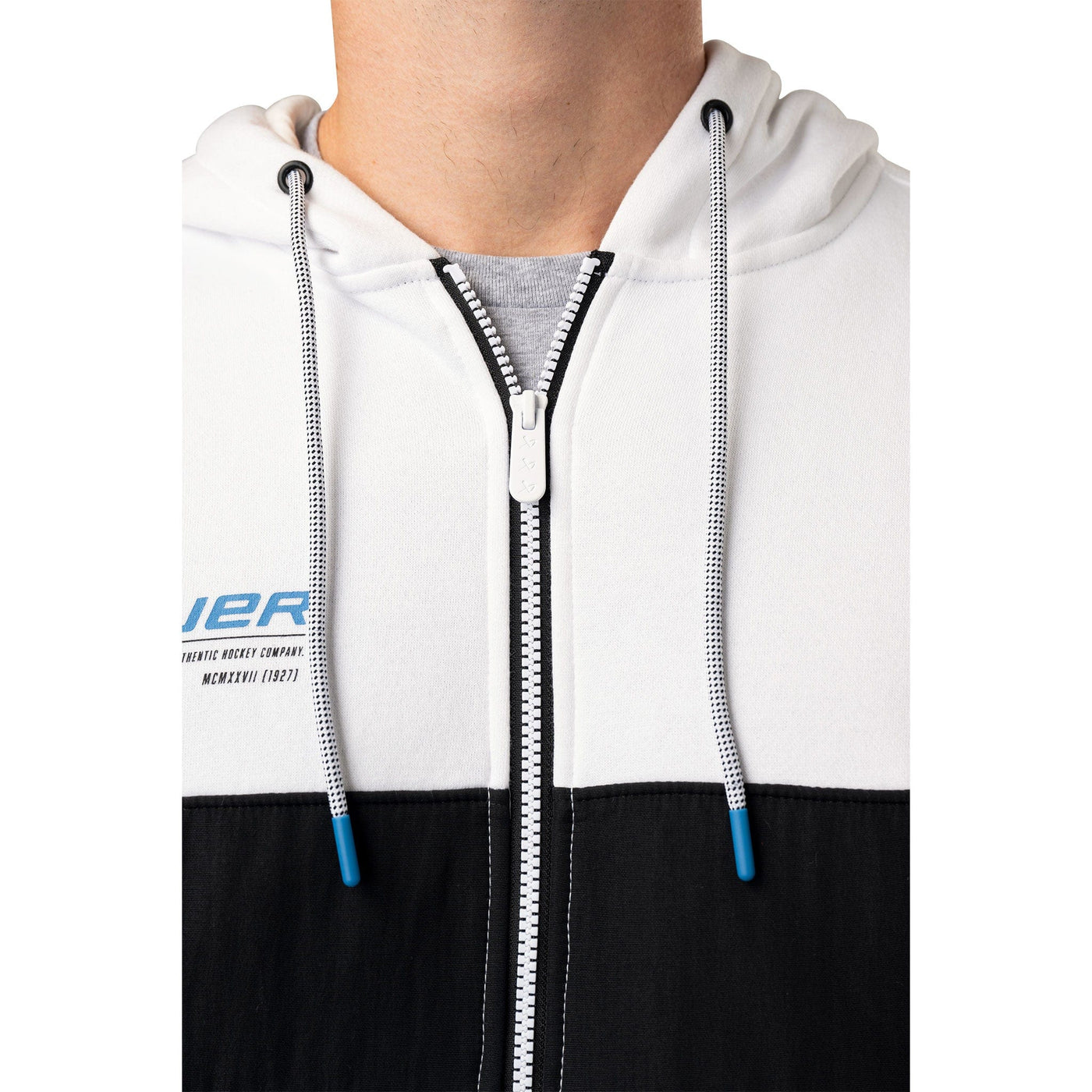 Bauer Textured FullZip Hoodie - White - TheHockeyShop.com
