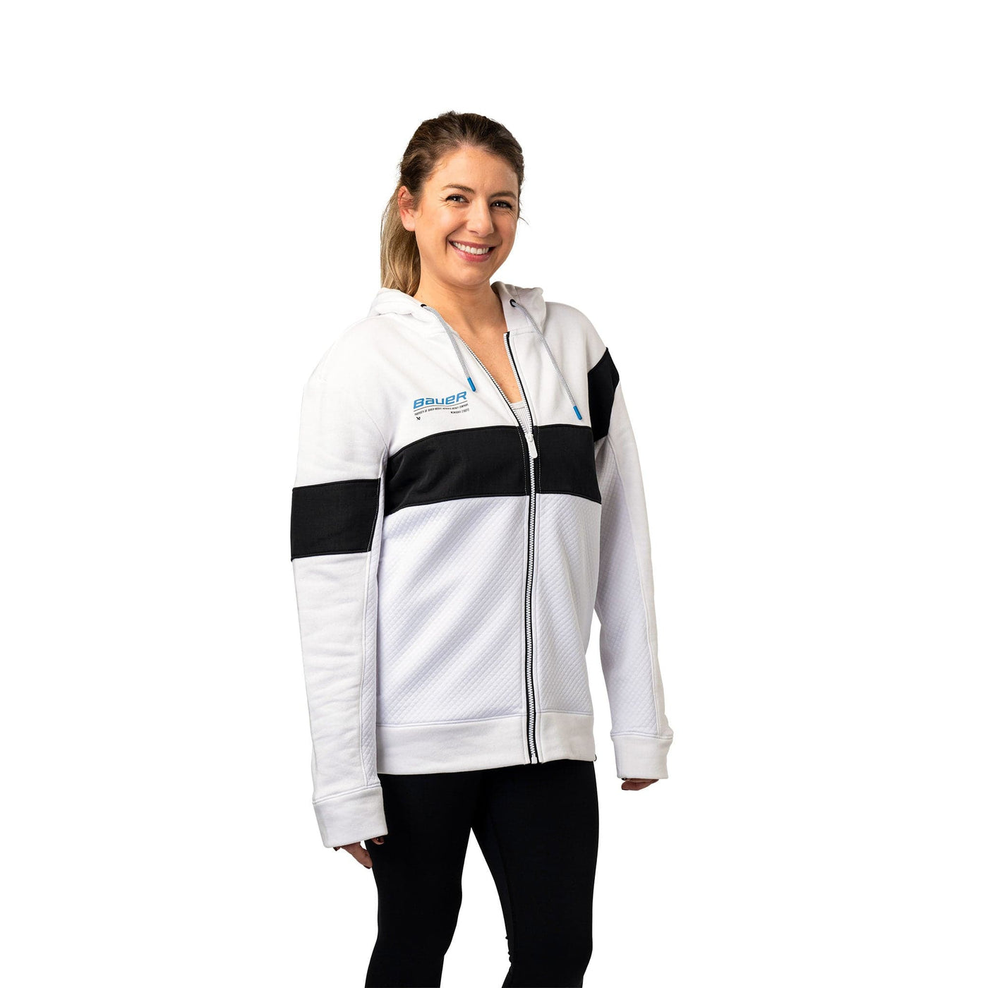 Bauer Textured FullZip Hoodie - White - TheHockeyShop.com