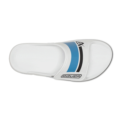 Bauer OOFOS Sport Flex Slide Sandals - White / Blue - TheHockeyShop.com