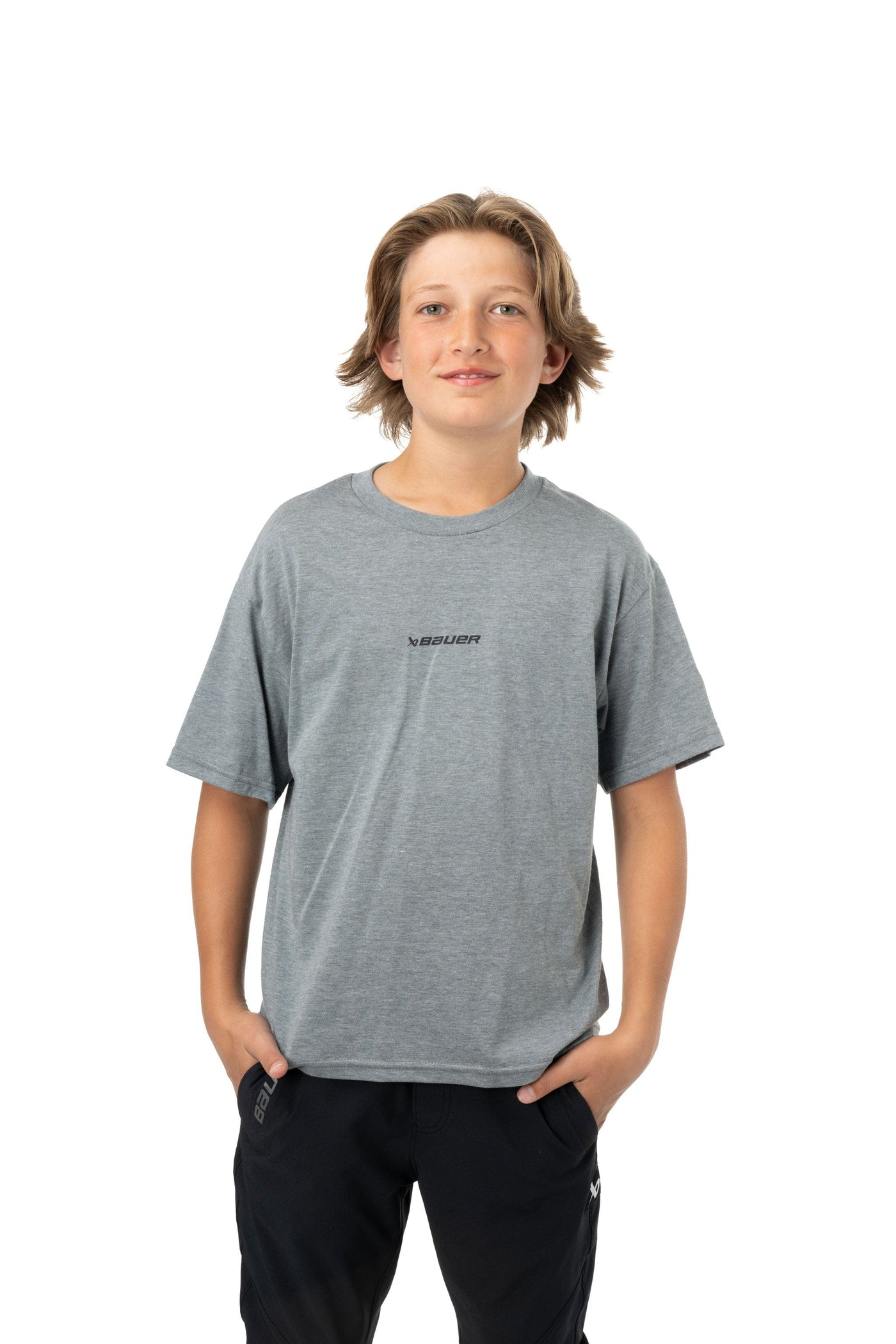 Bauer Core Youth Shortsleeve Shirt - Grey - TheHockeyShop.com