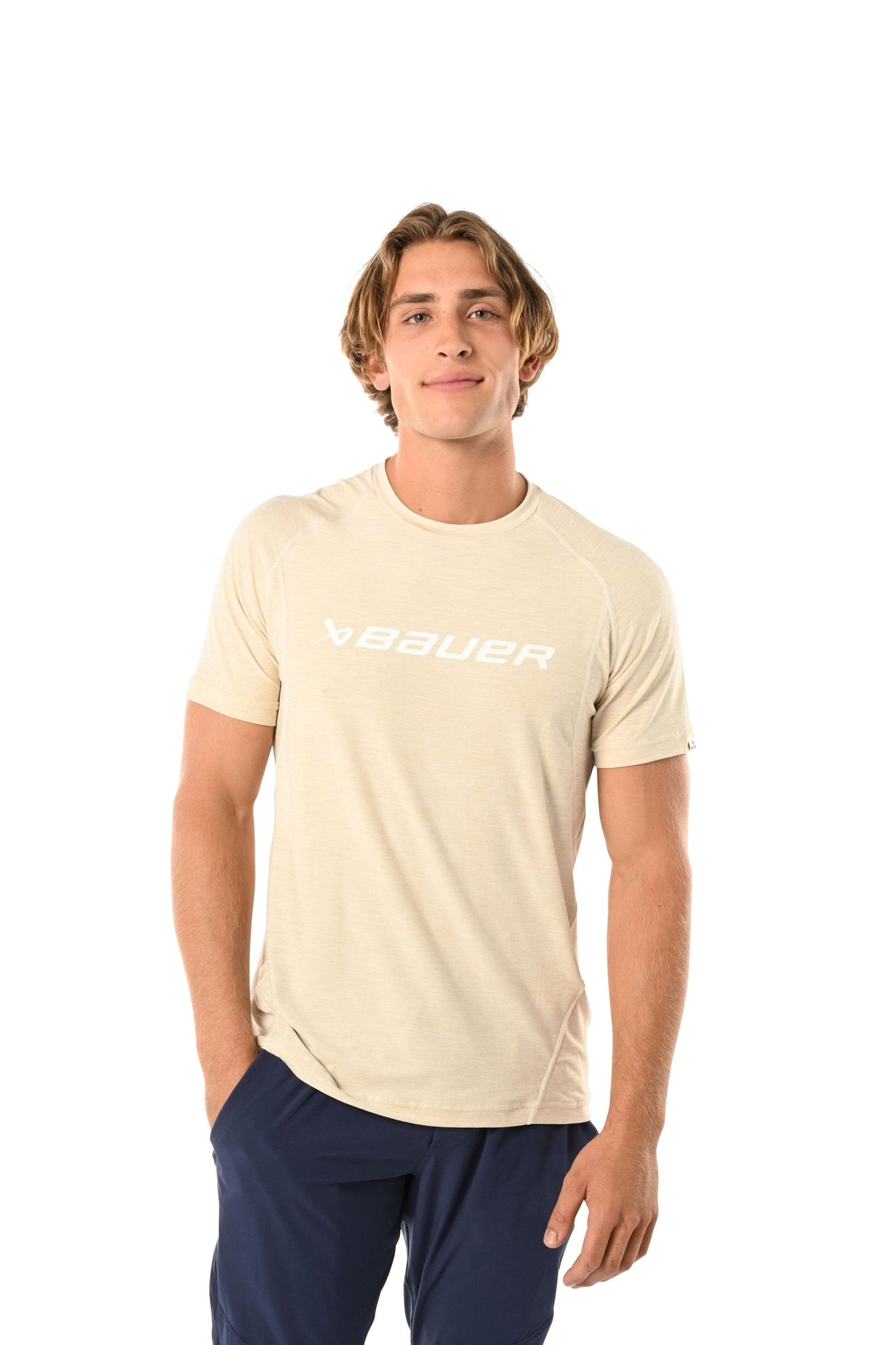 Bauer FLC Training Mens Shortsleeve Shirt - Oat - The Hockey Shop Source For Sports