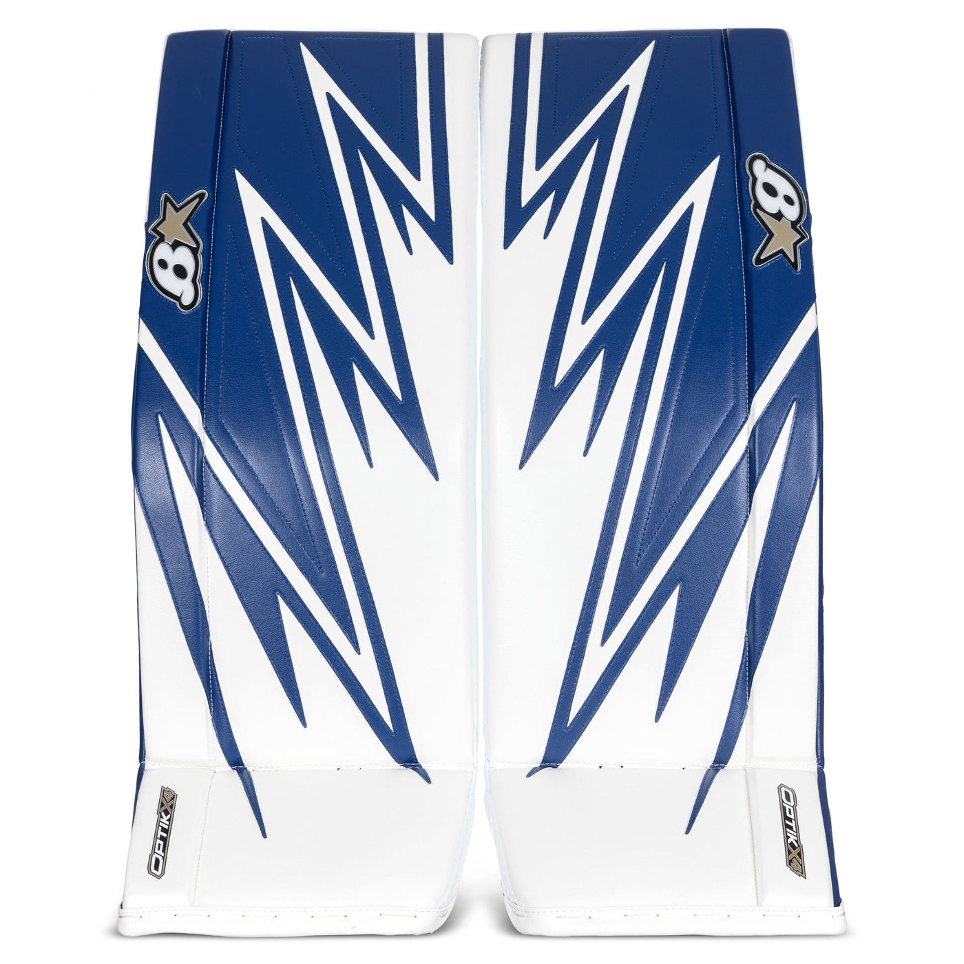 Brian's Leg Pads Brian's OPTIK X4 Intermediate Goalie Leg Pads White / Blue / 30+1 - TheHockeyShop