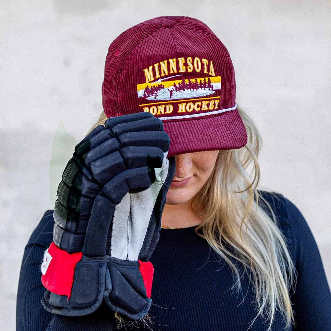 Celly Hockey Minnesota Pond Hockey Snapback Hat - Red Corduroy - TheHockeyShop.com