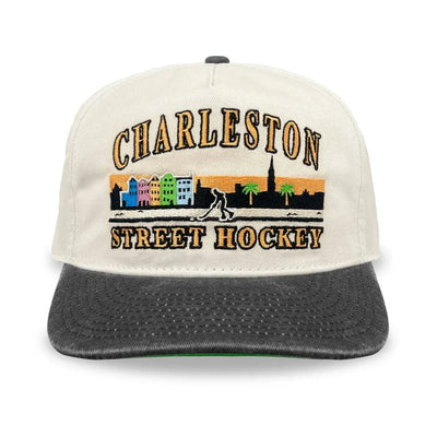 Cap with 'Charleston Street Hockey' design on a white background