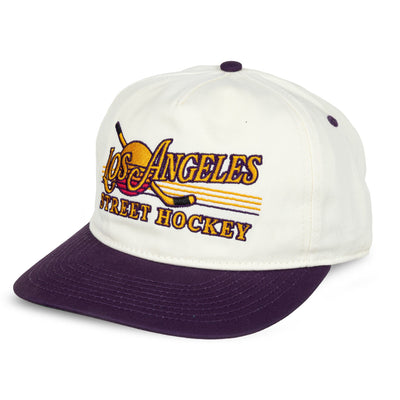Celly Hockey Los Angeles Street Hockey Snapback Hat - Cream/Purple - TheHockeyShop.com