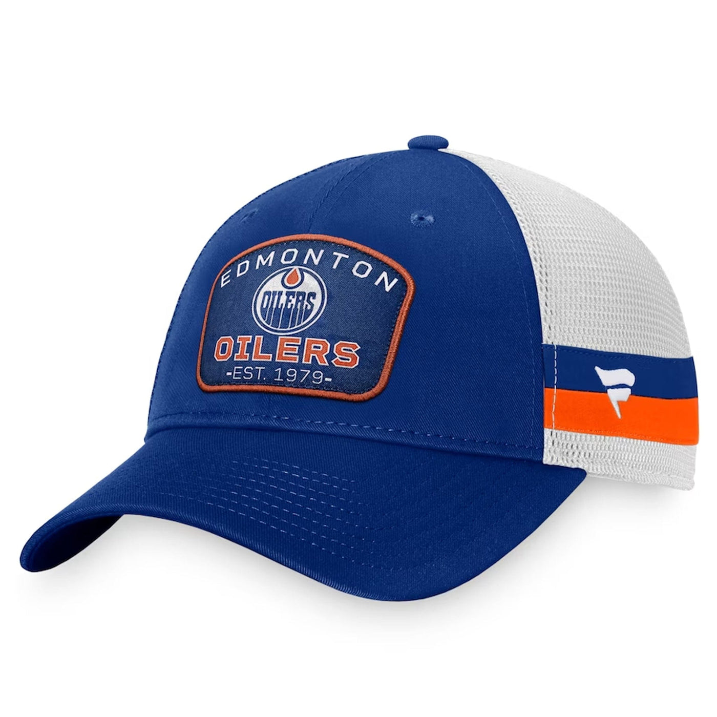 Fanatics Fundamental Structured Trucker w/Stripes Hat - Edmonton Oilers - TheHockeyShop.com