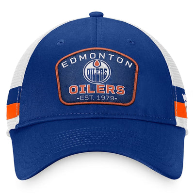 Fanatics Fundamental Structured Trucker w/Stripes Hat - Edmonton Oilers - TheHockeyShop.com