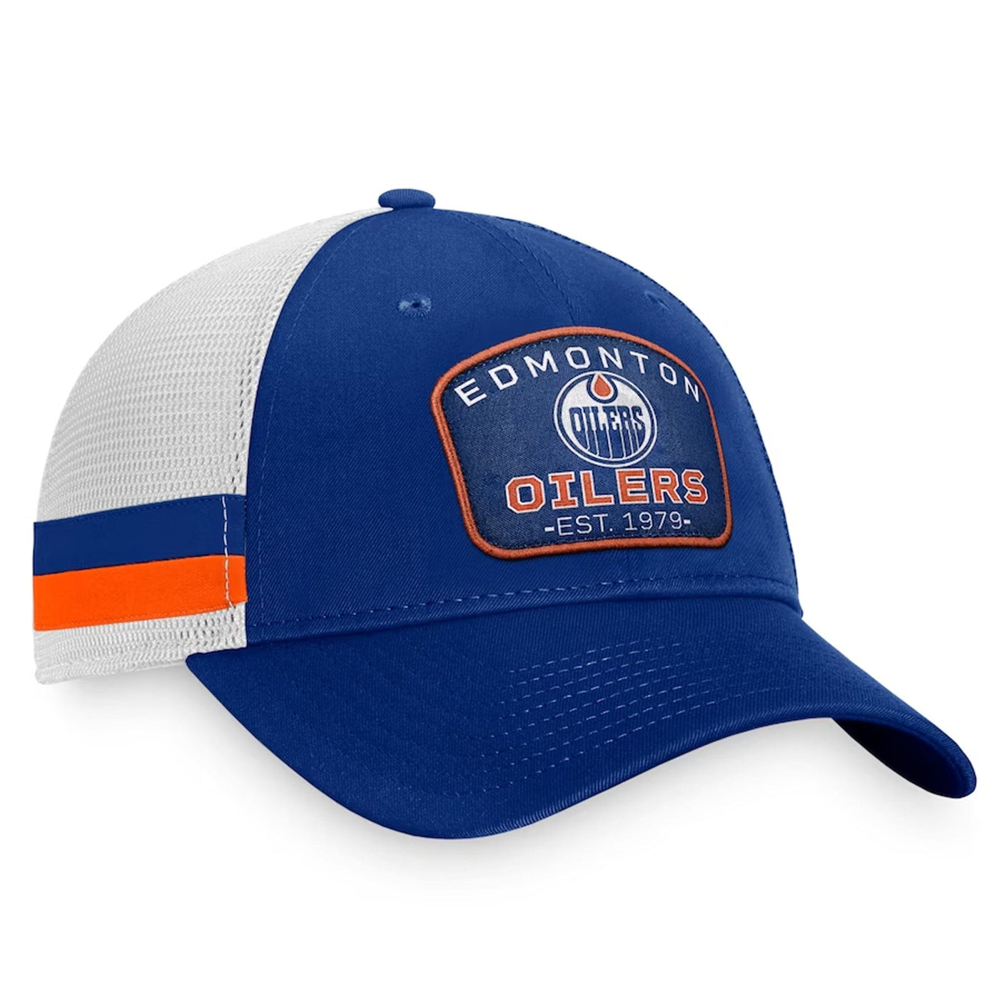 Fanatics Fundamental Structured Trucker w/Stripes Hat - Edmonton Oilers - TheHockeyShop.com