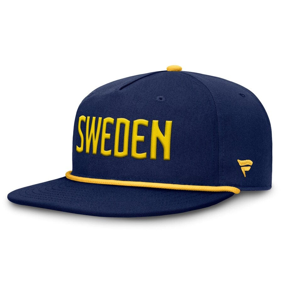 Men's Sweden Fanatics Navy 2025 4 Nations Face-Off Golfer Snapback Hat - TheHockeyShop.com