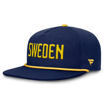 Men's Sweden Fanatics Navy 2025 4 Nations Face-Off Golfer Snapback Hat - TheHockeyShop.com