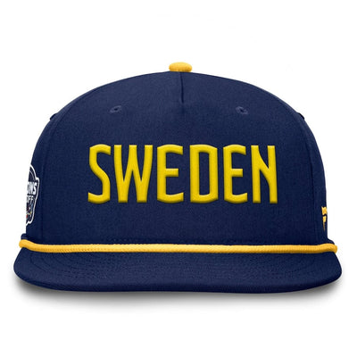 Men's Sweden Fanatics Navy 2025 4 Nations Face-Off Golfer Snapback Hat - TheHockeyShop.com