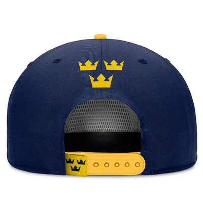 Men's Sweden Fanatics Navy 2025 4 Nations Face-Off Golfer Snapback Hat - TheHockeyShop.com