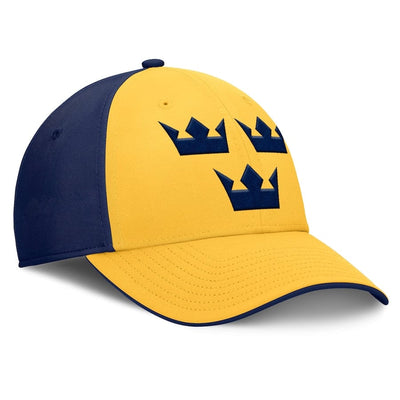 Men's Sweden Fanatics Yellow/Navy 2025 4 Nations Face-Off Stretch Fit Hat - TheHockeyShop.com