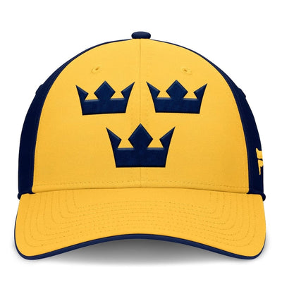 Men's Sweden Fanatics Yellow/Navy 2025 4 Nations Face-Off Stretch Fit Hat - TheHockeyShop.com