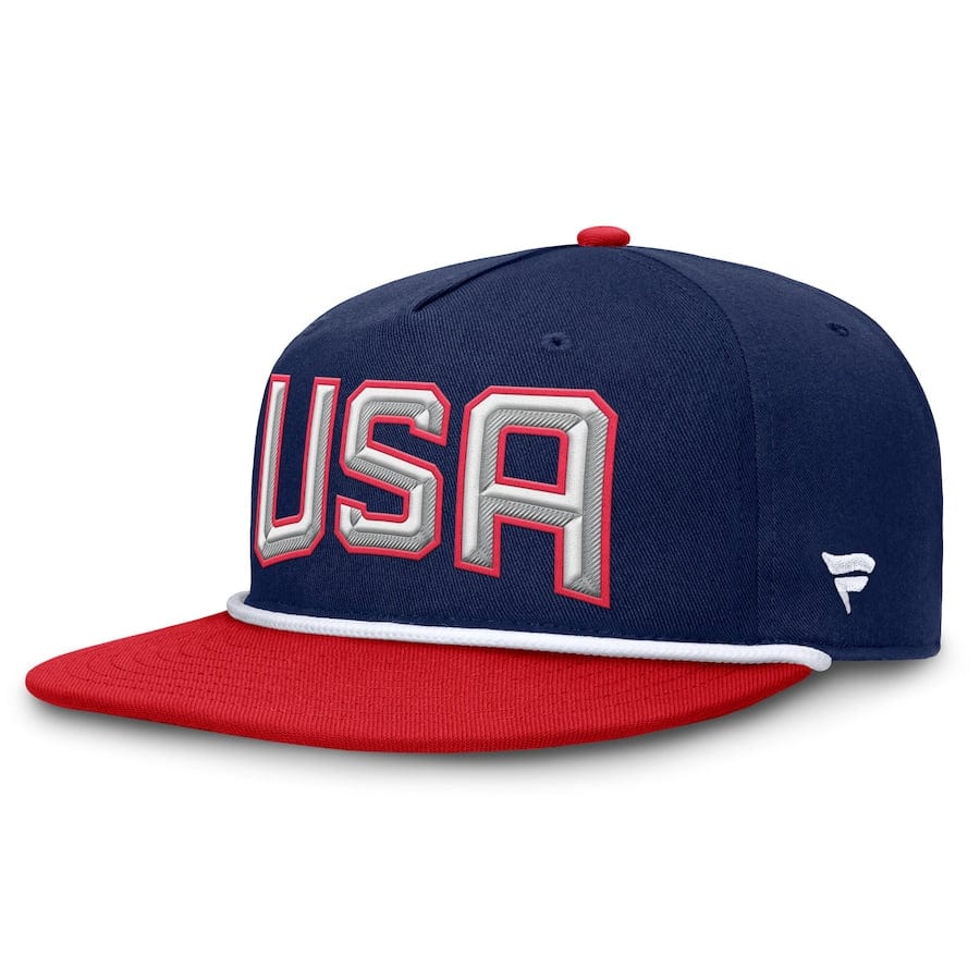 Men's USA Fanatics Navy/Red 2025 4 Nations Face-Off Golfer Snapback Hat - TheHockeyShop.com