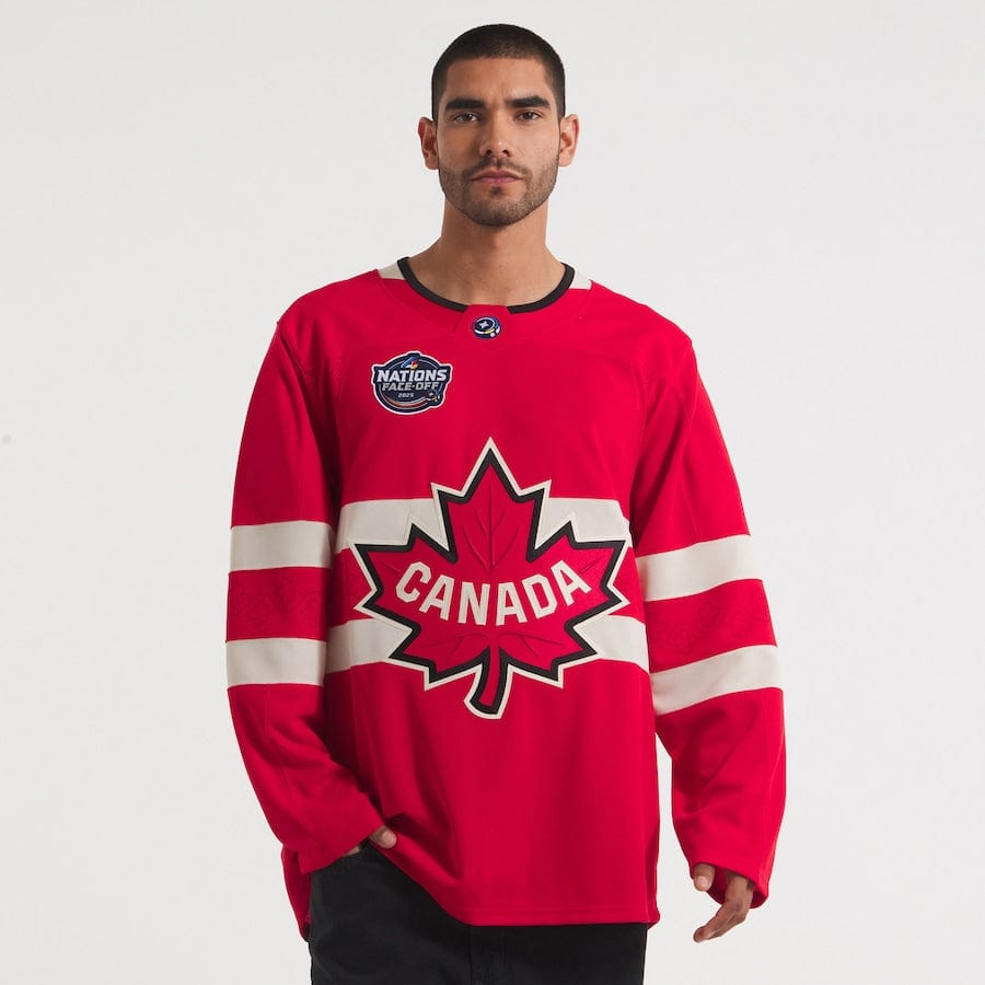 Men's Canada Nathan MacKinnon Fanatics Red 2025 4 Nations Face-Off Premium Player Jersey - TheHockeyShop.com
