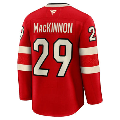 Men's Canada Nathan MacKinnon Fanatics Red 2025 4 Nations Face-Off Premium Player Jersey - TheHockeyShop.com