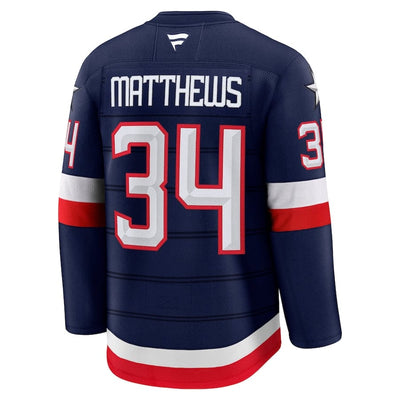 Men's USA Auston Matthews Fanatics Navy 2025 4 Nations Face-Off Premium Player Jersey - TheHockeyShop.com