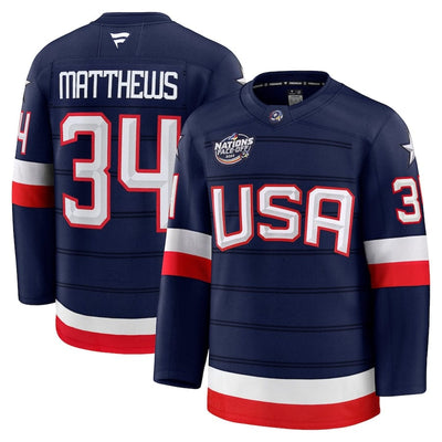 Men's USA Auston Matthews Fanatics Navy 2025 4 Nations Face-Off Premium Player Jersey - TheHockeyShop.com