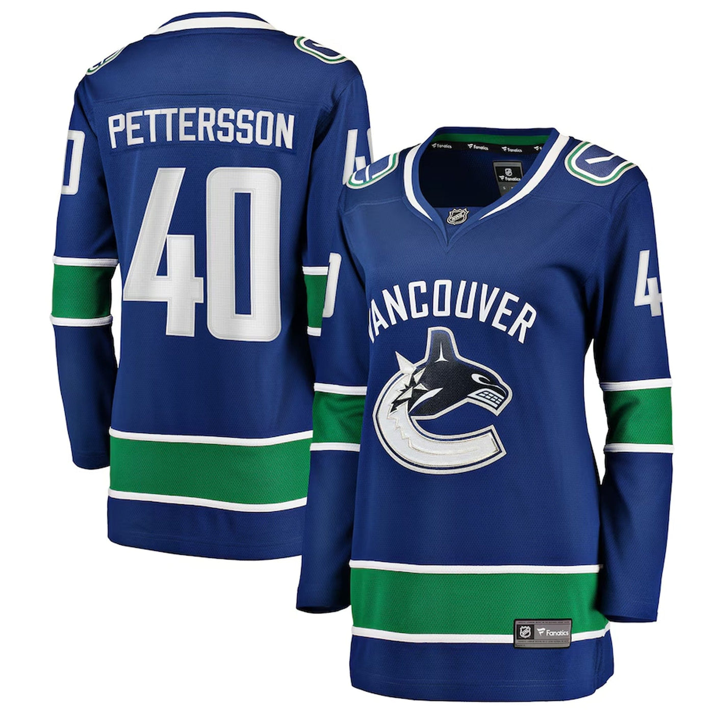 Fanatics Breakaway Womens Home Jersey - Vancouver Canucks Royal Orca - Elias Pettersson - TheHockeyShop.com