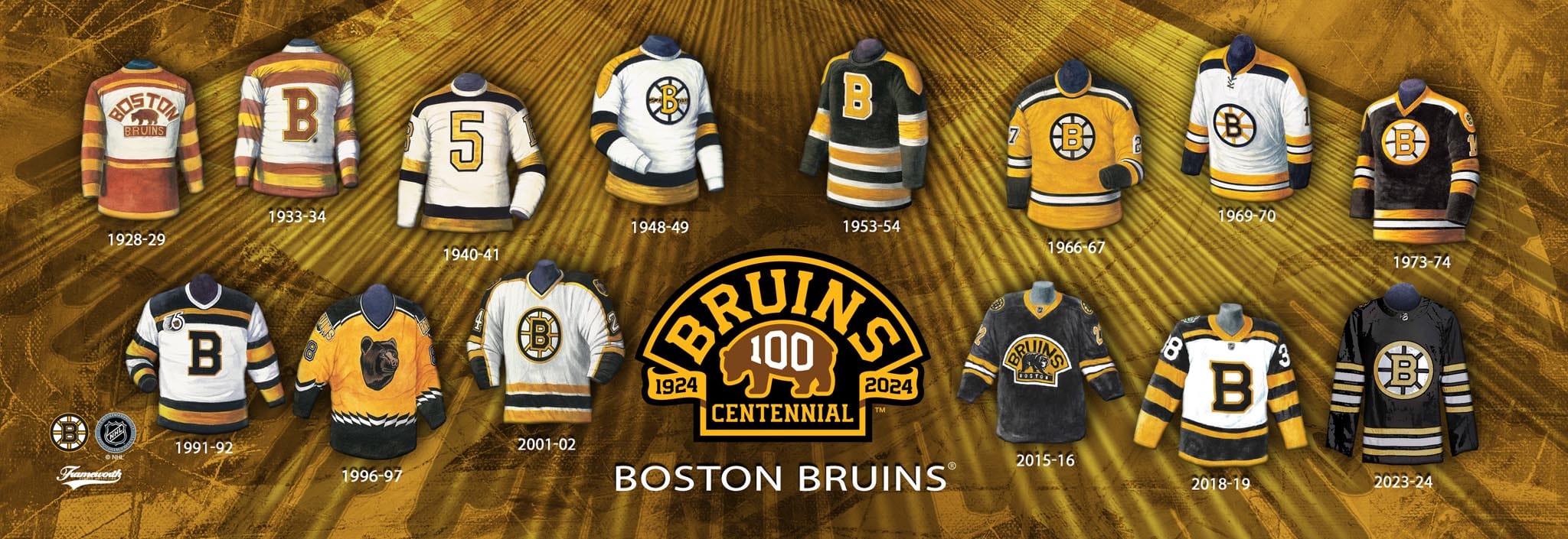 Frameworth Sports NHL Jersey Evolution Plaque - Boston Bruins