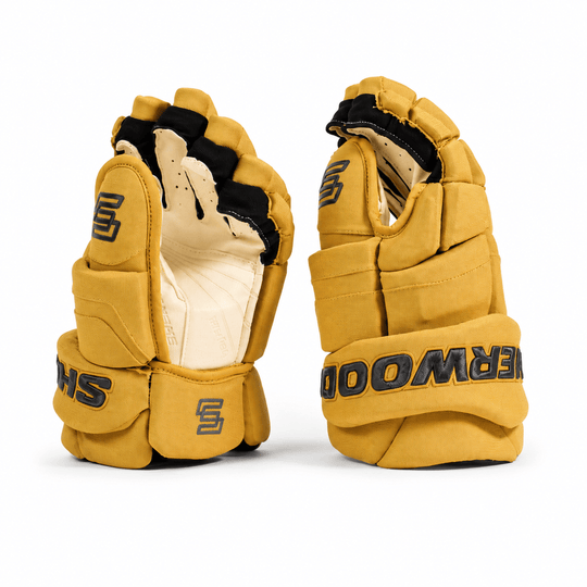 Sherwood Code Photon 1 Pro Stock Senior Hockey Gloves - Vegas Golden Knights Tan 13" - The Hockey Shop