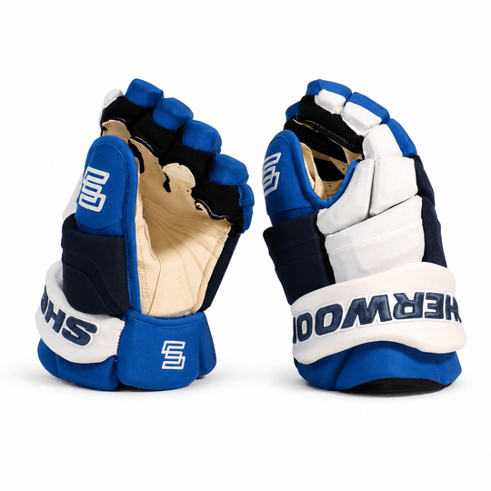 Sherwood Code Photon 1 Pro Stock Senior Hockey Gloves - Winnipeg Jets Blue / White 13" - The Hockey Shop