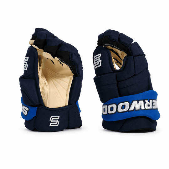 Sherwood Code Photon 1 Pro Stock Senior Hockey Gloves - Winnipeg Jets Navy / Royal - The Hockey Shop