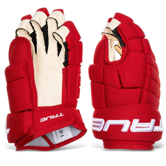 TRUE Classic Fit Pro 4-Roll Senior Hockey Glove Red / 14" - The Hockey Shop